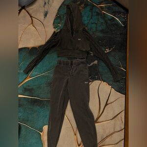 Kith Black Cropped Hooded Sweater and High-Waist Pants Set